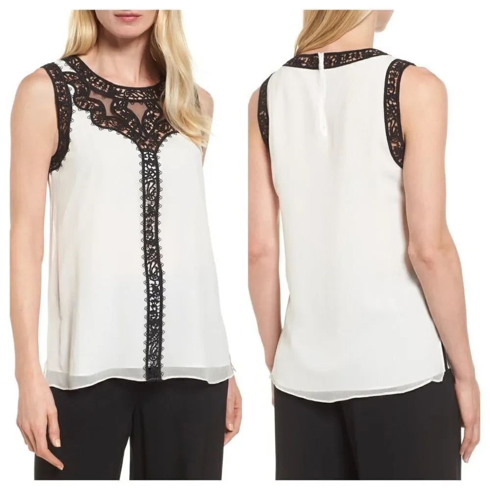 KobiĀ Halperin Abagail Lace Trim SilkāBlouse SizeāLarge